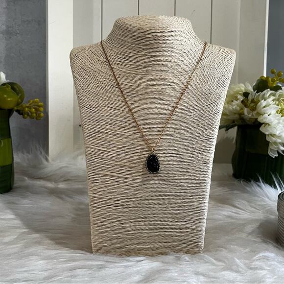NEW Alexandra Beth Vintage Black Quartz Druzy Geode Halo CZ Pendant Necklace NIP - Picture 3 of 15